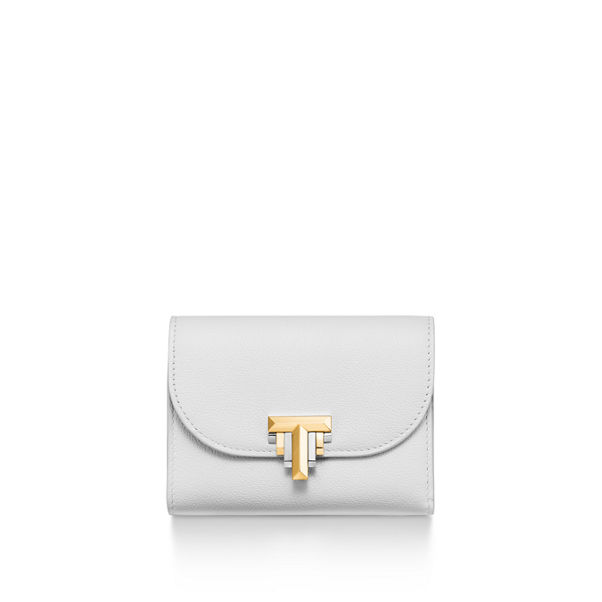 Tiffany T:Deco Small Wallet in White Leather