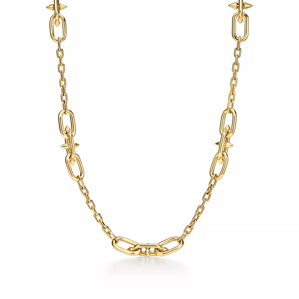 Medium Link Station Necklace in Gold
