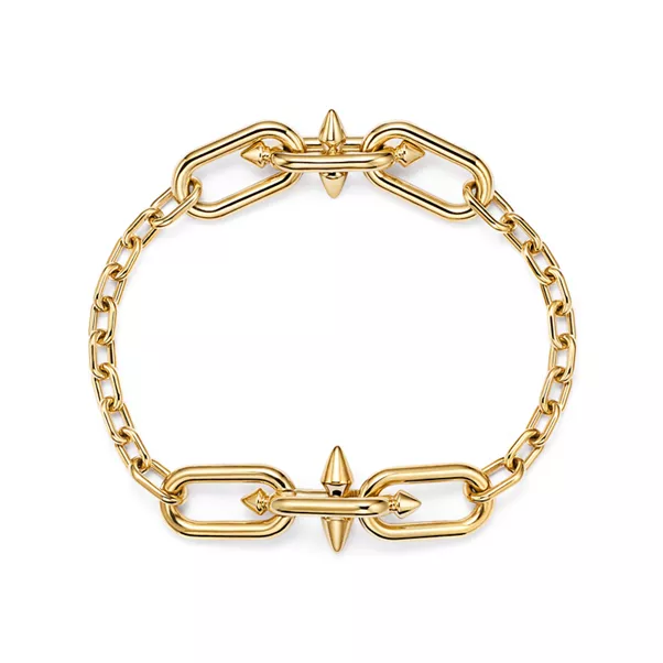 Medium Link Station Bracelet in Gold