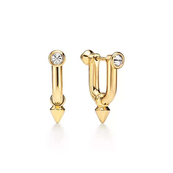 Titan Medium Earrings in Gold with Diamonds