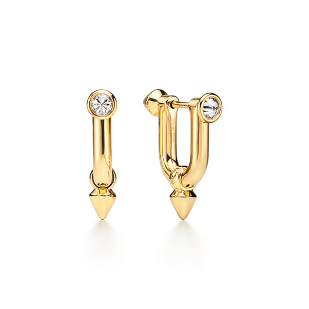 Tiffany Titan by Pharrell Williams:Titan Medium Earrings in Gold with Diamonds