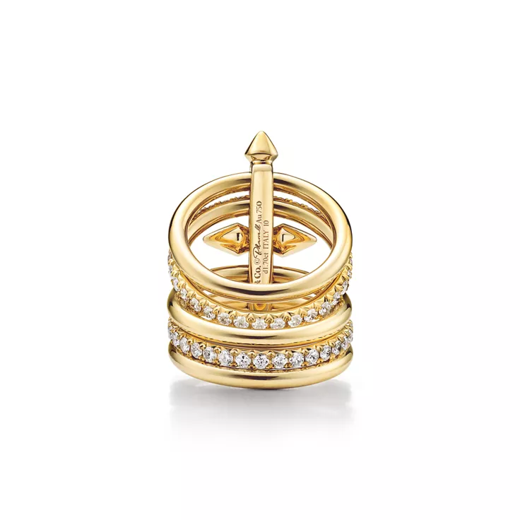 Tiffany Titan by Pharrell Williams:Five-row Ring in Gold with Diamonds, 10