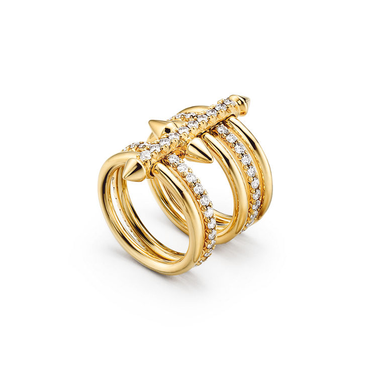 Tiffany Titan by Pharrell Williams:Five-row Ring in Gold with Diamonds image number 9