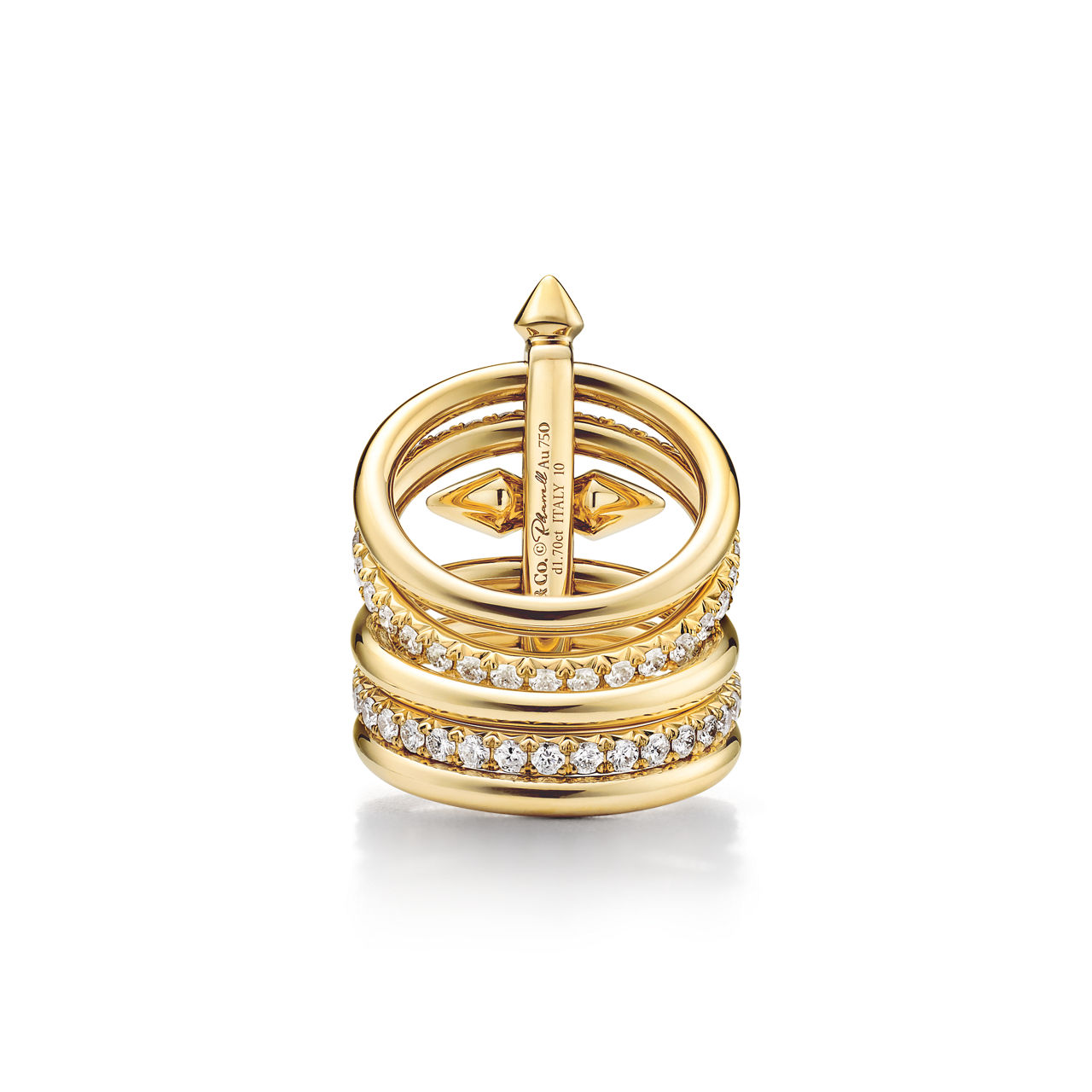 Tiffany Titan by Pharrell Williams:Five-row Ring in Gold with Diamonds image number 6