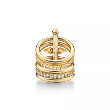 Tiffany Titan by Pharrell Williams:Five-row Ring in Gold with Diamonds, 6