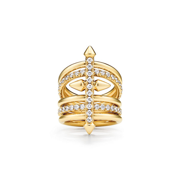 Tiffany Titan by Pharrell Williams:Five-row Ring in Gold with Diamonds