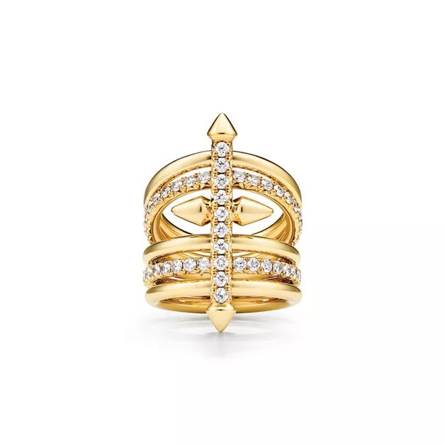 Tiffany Titan by Pharrell Williams:Five-row Ring in Gold with Diamonds image number 0