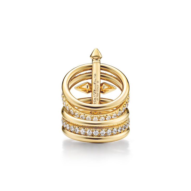 Collezione Tiffany Titan by Pharrell Williams:Anello a cinque giri in oro con diamanti numero immagine 10