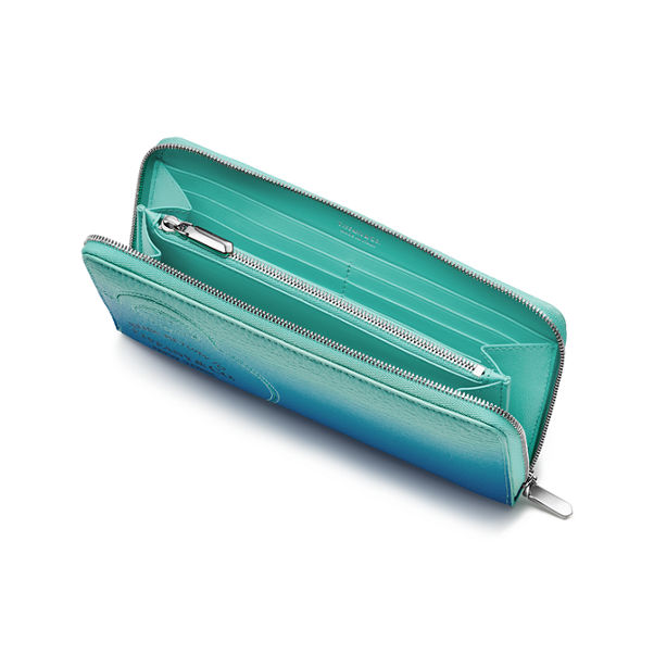 Return to Tiffany™:Large Zip Wallet in Infinity Blue Leather