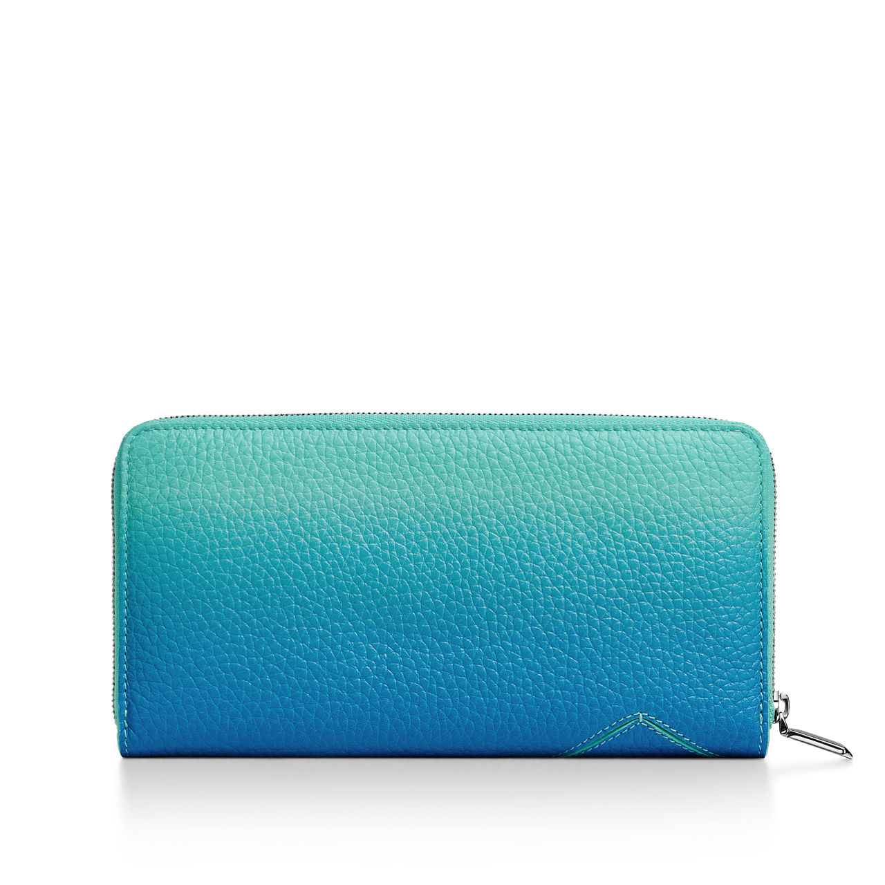 Return to Tiffany™:Large Zip Wallet in Infinity Blue Leather image number 3