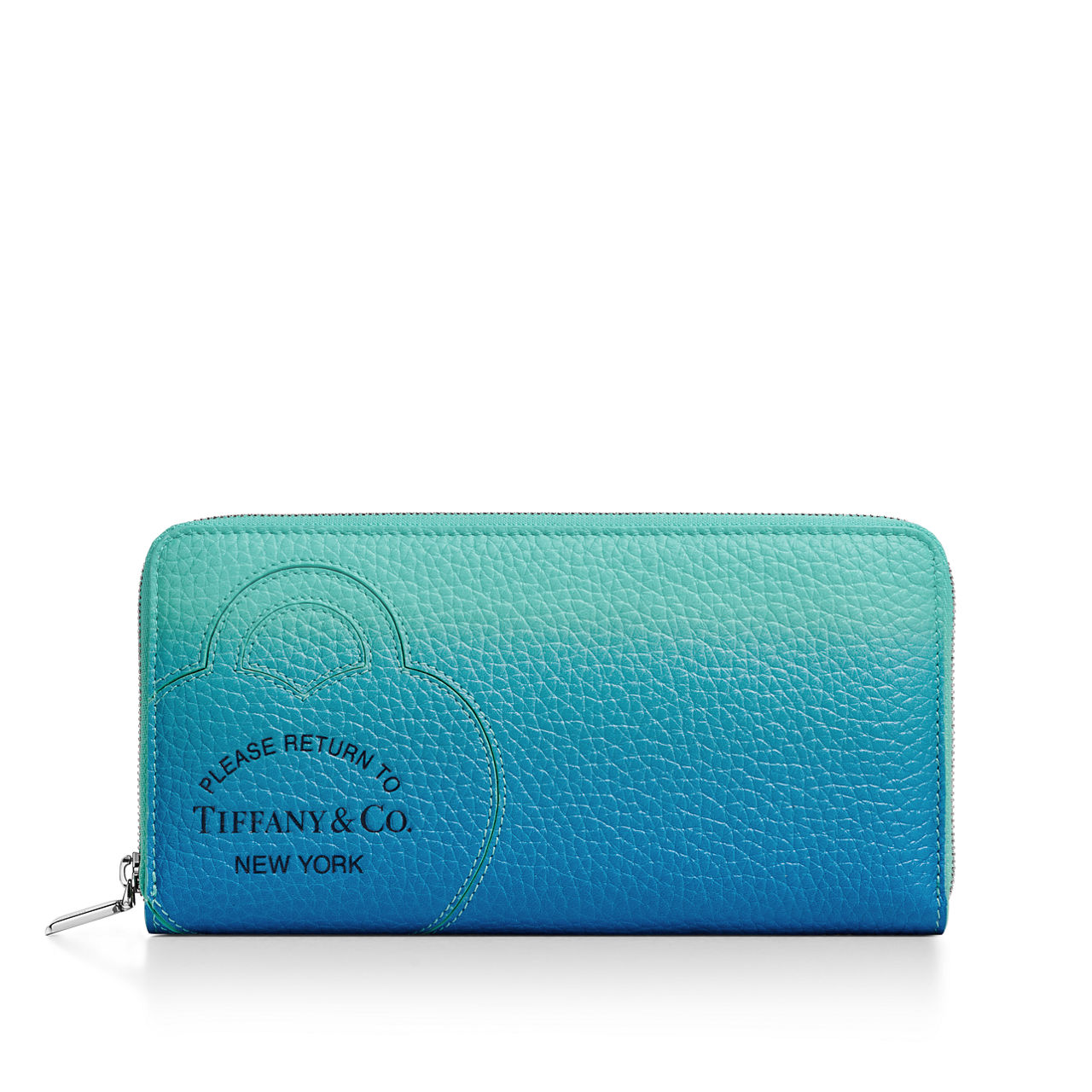 Return to Tiffany™:Large Zip Wallet in Infinity Blue Leather image number 0