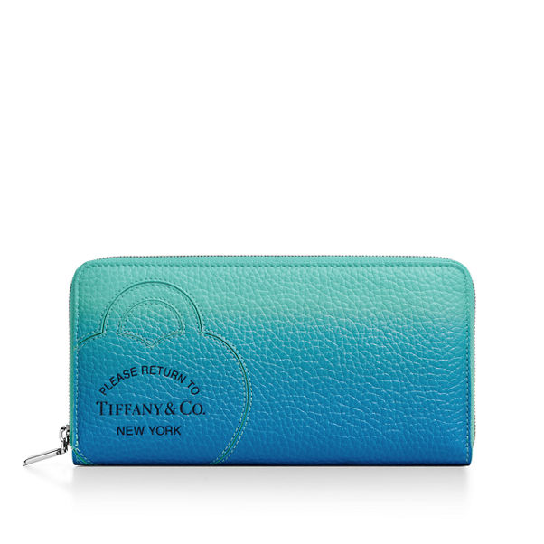 Return to Tiffany™:Large Zip Wallet in Infinity Blue Leather