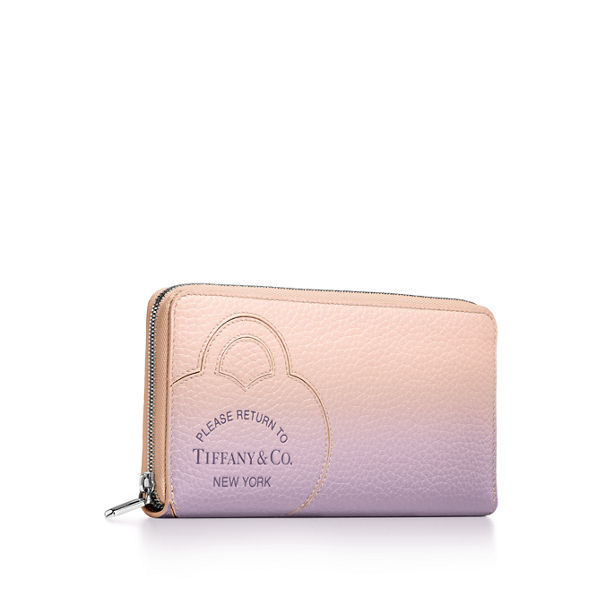 Return to Tiffany™:Large Zip Wallet in Infinity Morganite Leather