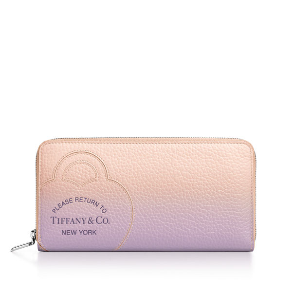 Return to Tiffany™:Large Zip Wallet in Infinity Morganite Leather