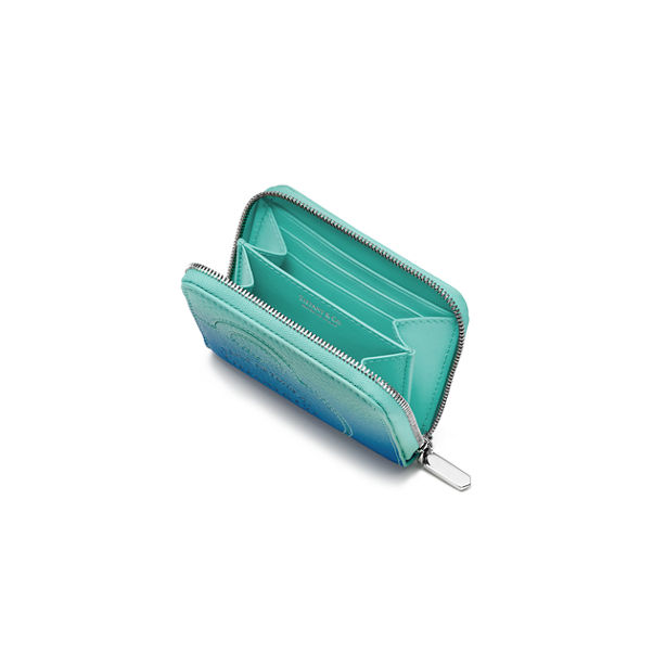 Return to Tiffany™:Small Zip Wallet in Infinity Blue Leather