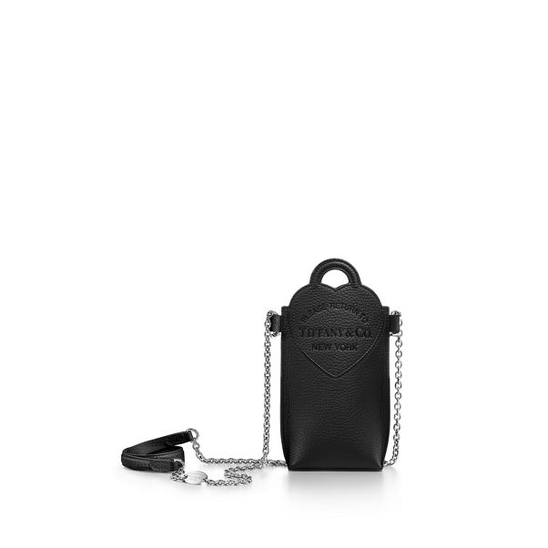 Return to Tiffany™:Crossbody-Handyhülle aus schwarzem Leder