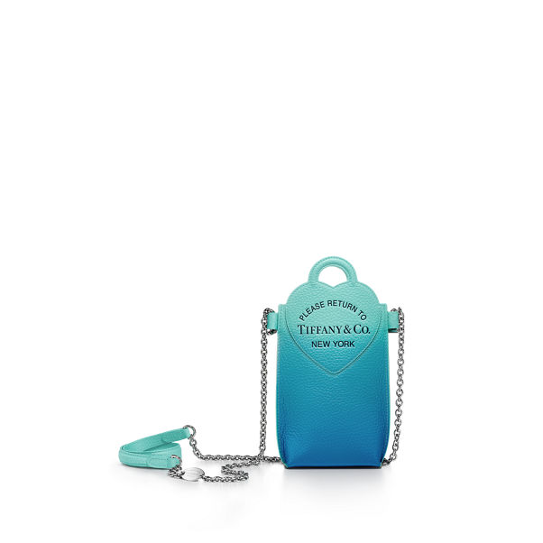 Return to Tiffany™:Crossbody Phone Case in Infinity Blue Leather