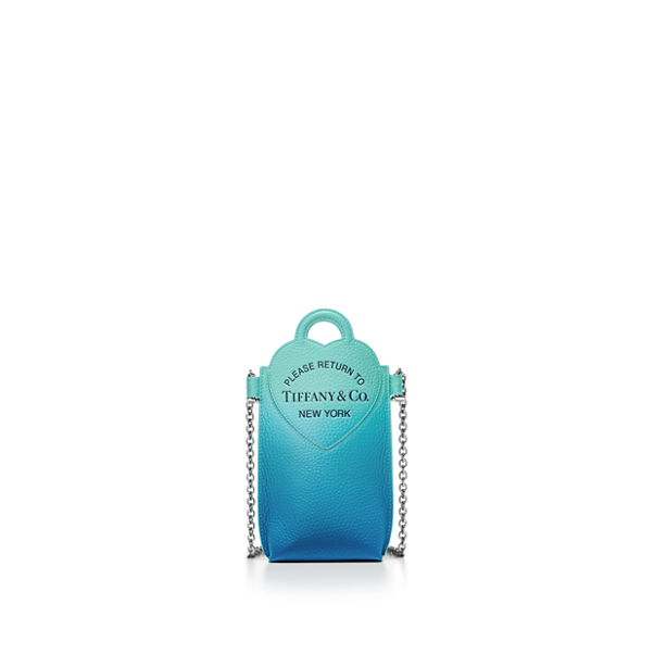 Return to Tiffany™:Crossbody-Handyhülle aus Leder in Infinity Blau