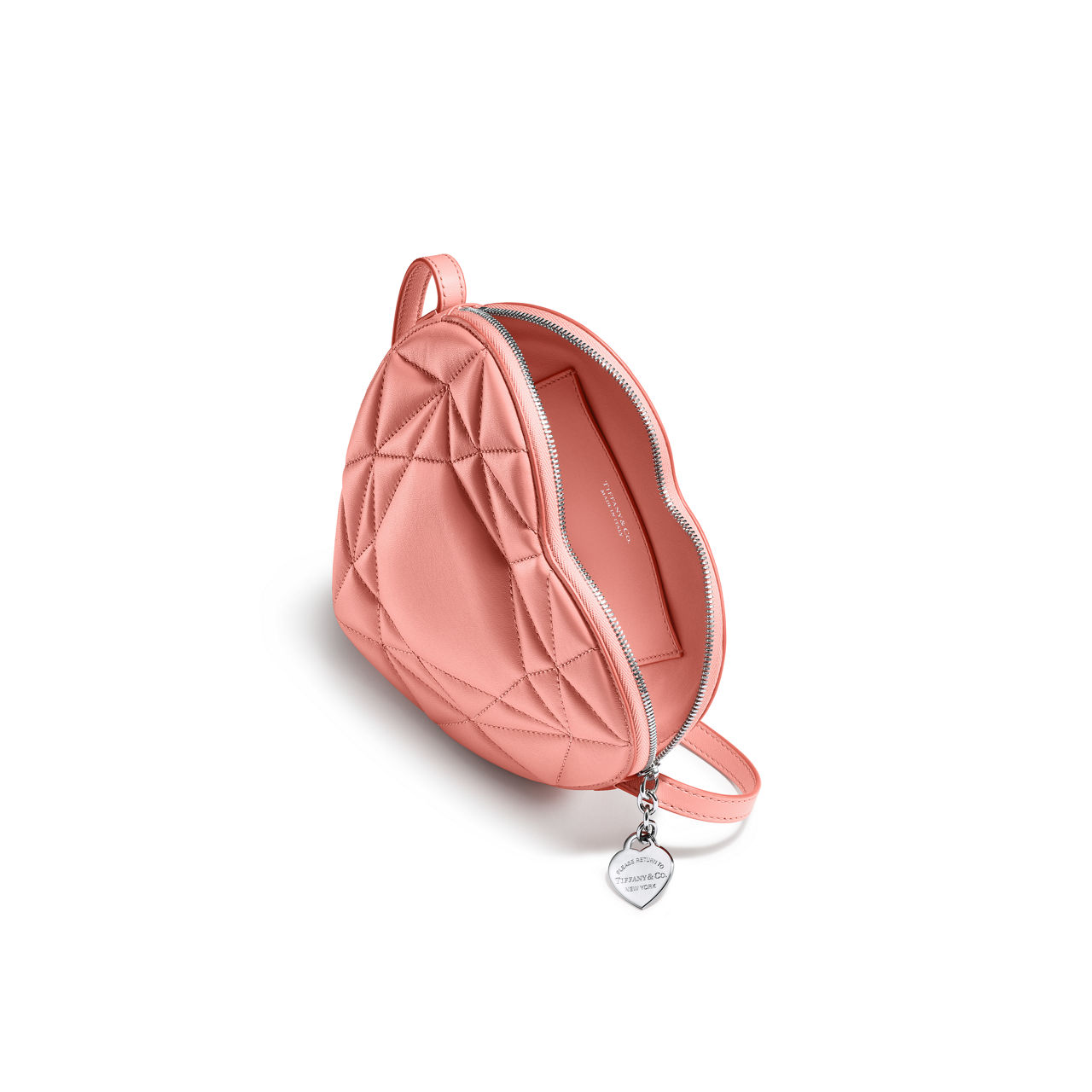 Gepolstete Crossbody-Tasche aus Leder in Mandelrosa