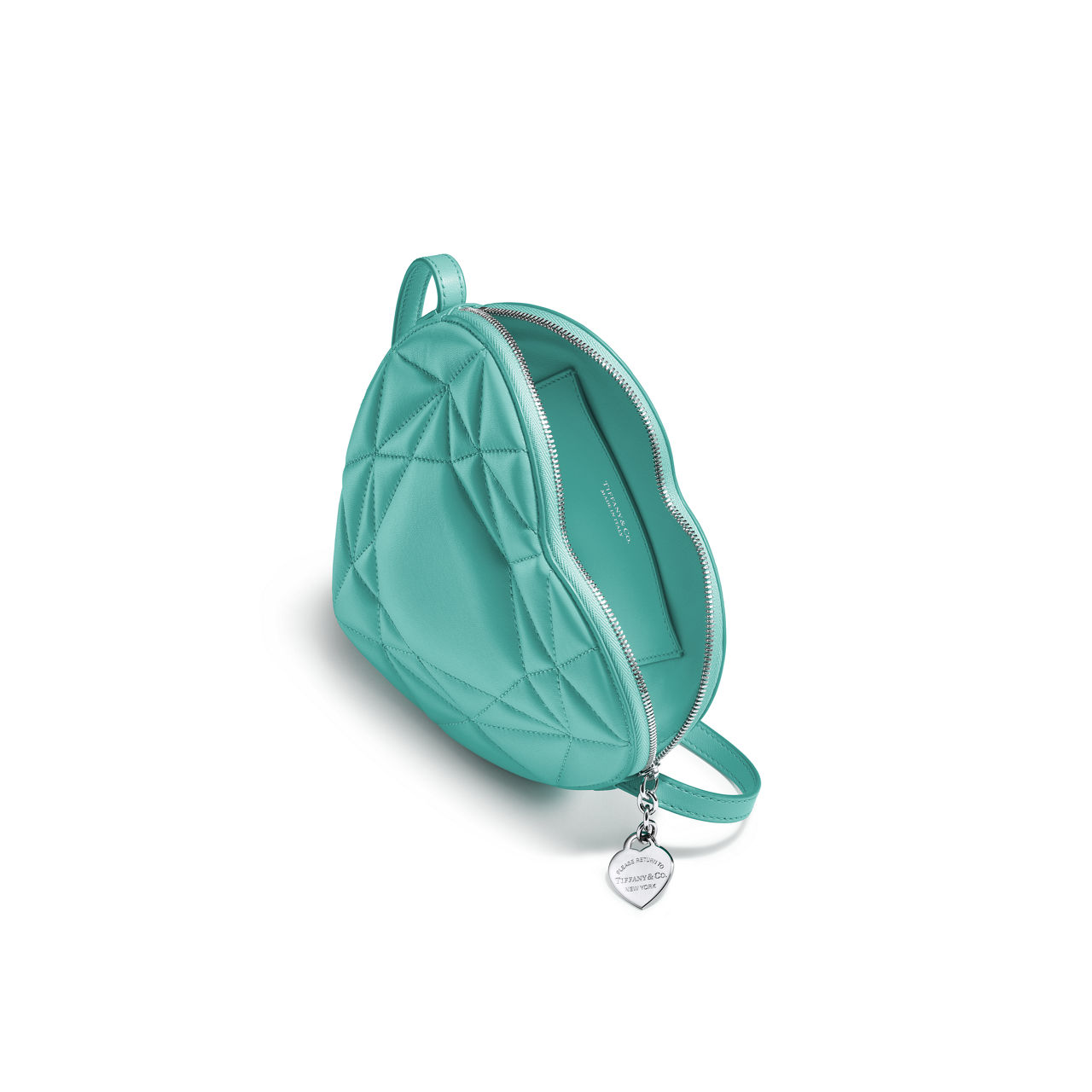 Gepolstete Crossbody-Tasche aus Leder in Tiffany Blue®