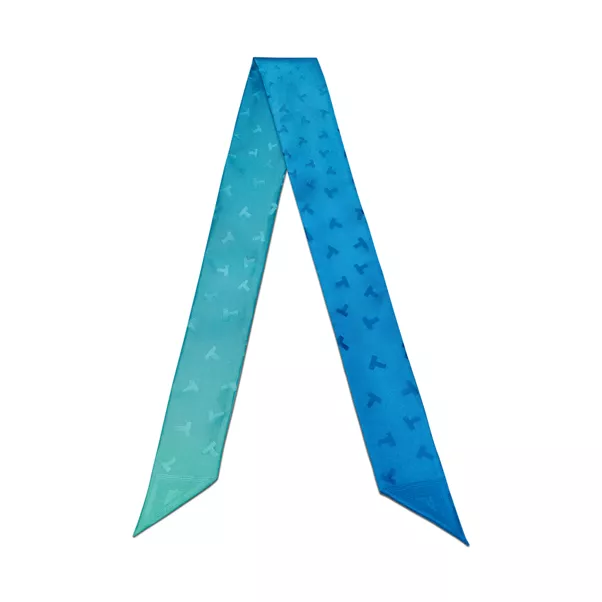 Schmaler Schal mit tanzendem T aus Seide in Infinity Blue®