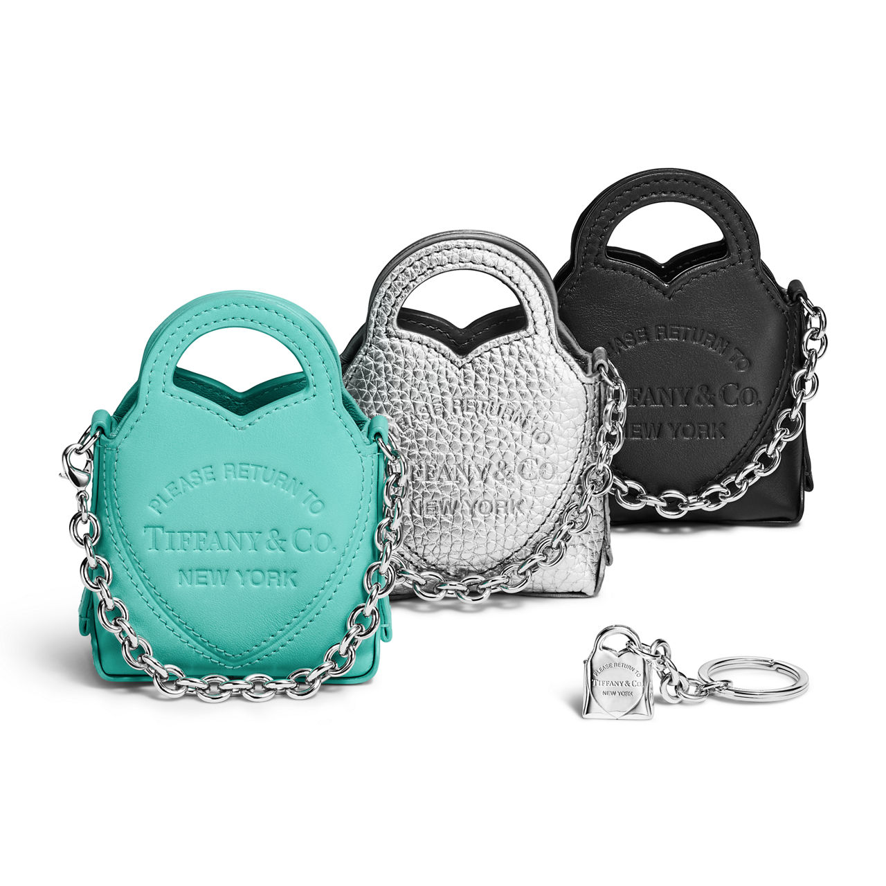 Return to Tiffany™:Nano Tasche Set aus mehrfarbigem Leder mit Schlüsselanhänger Bildnummer 0