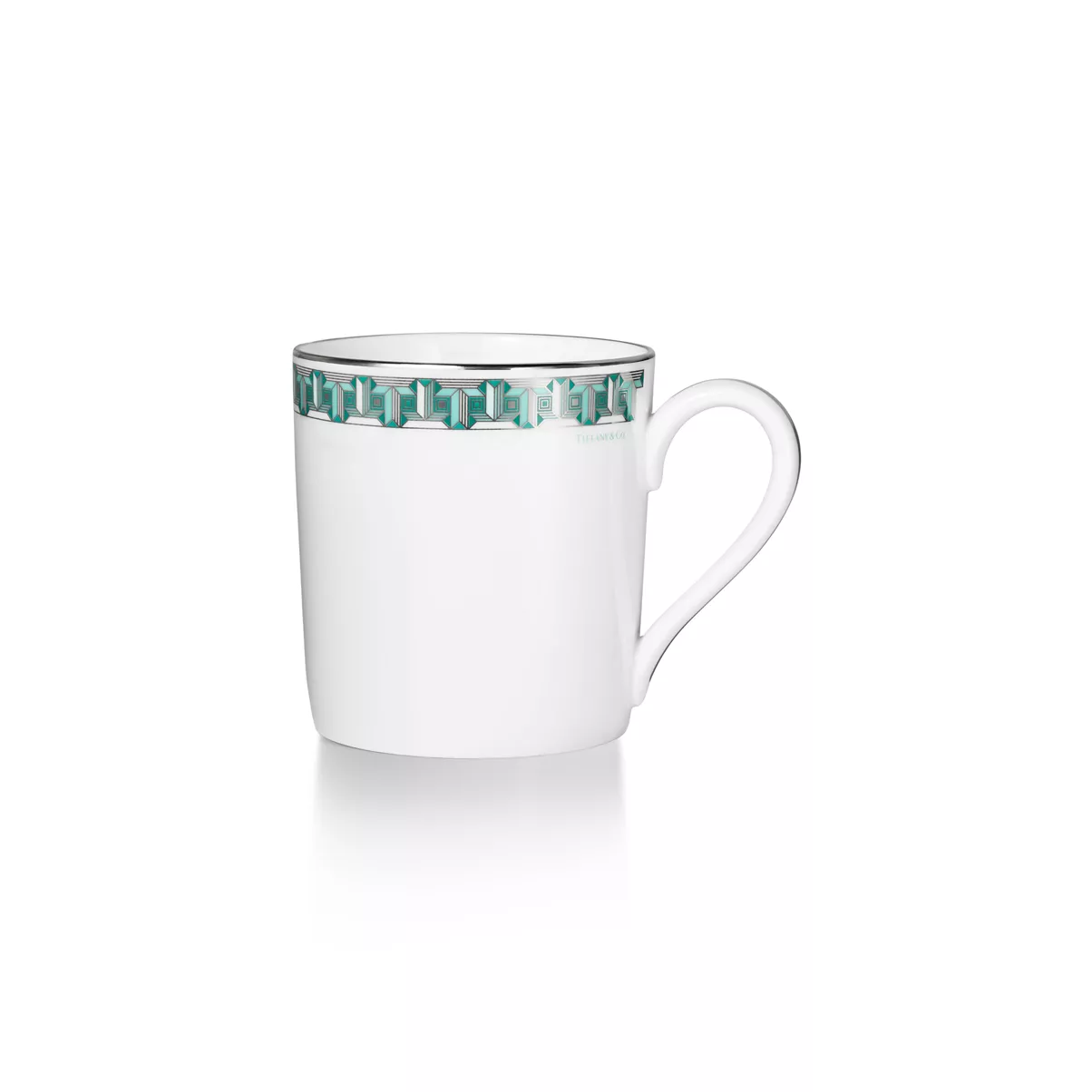 Mug Tiffany Blue with a Hand-painted Platinum Rim