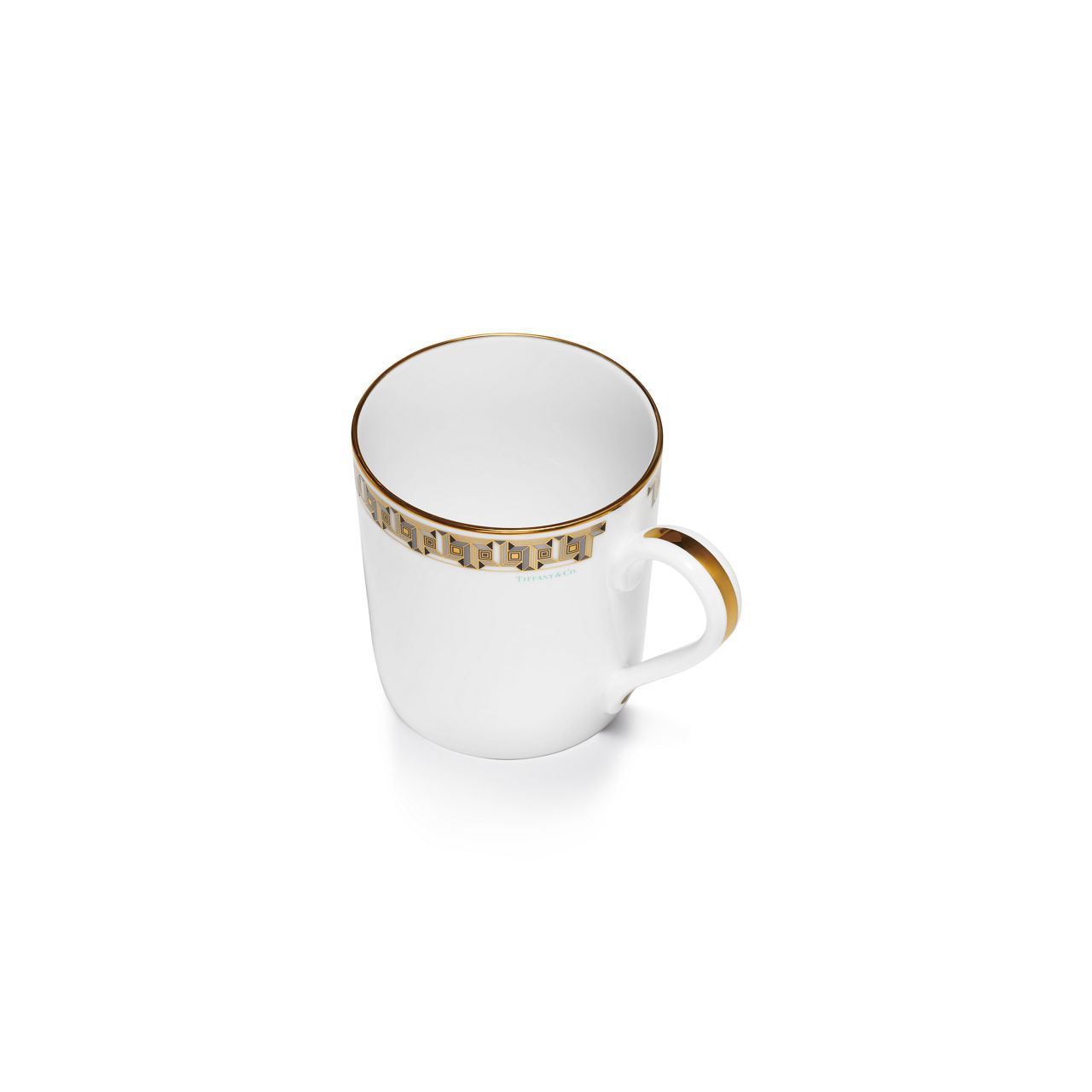 Tasse in Schwarz mit handgemaltem Goldrand