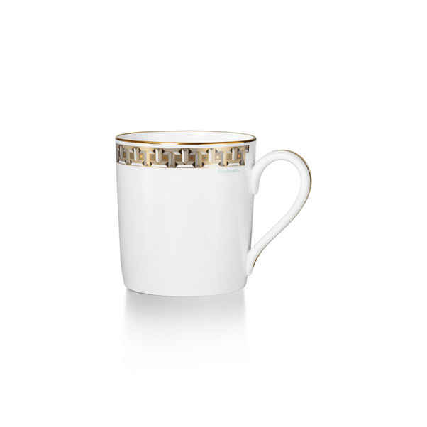 Tiffany T True:Tasse in Schwarz mit handgemaltem Goldrand