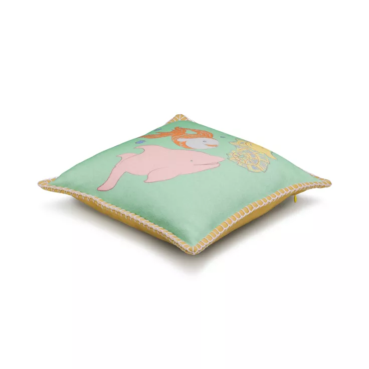 Tiny Tiffany:Sea Creatures Decorative Cushion in a Wool and Silk Blend, 1