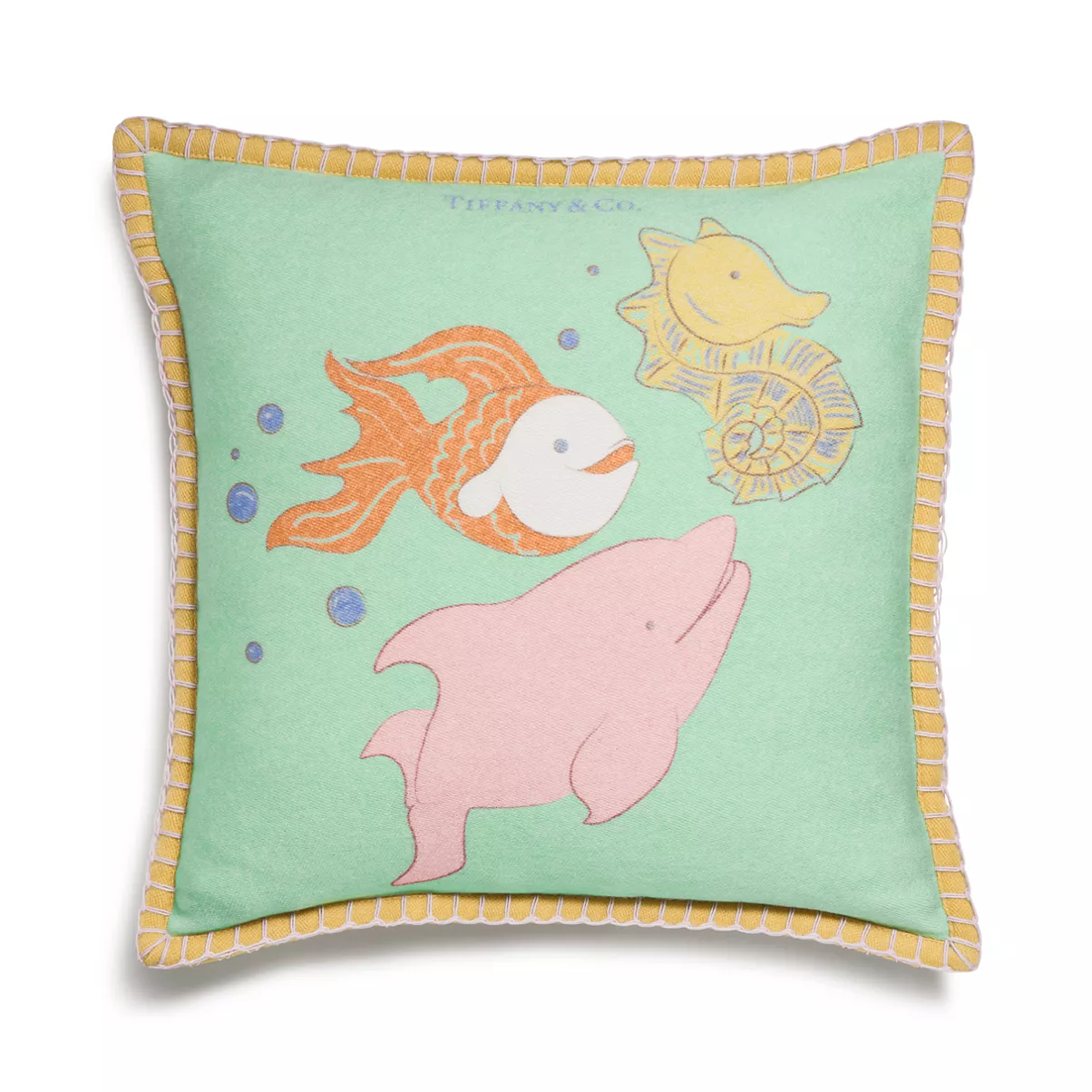 Sea Creatures Decorative Cushion in a Wool and Silk Blend