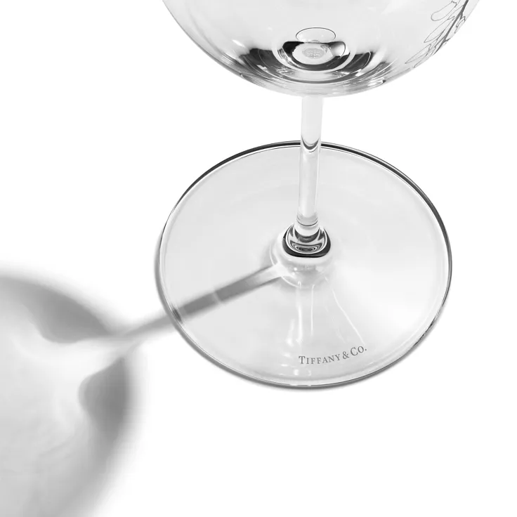 Tiffany Wisteria:Red Wine Glasses in Etched Glass, Set of Two, 1