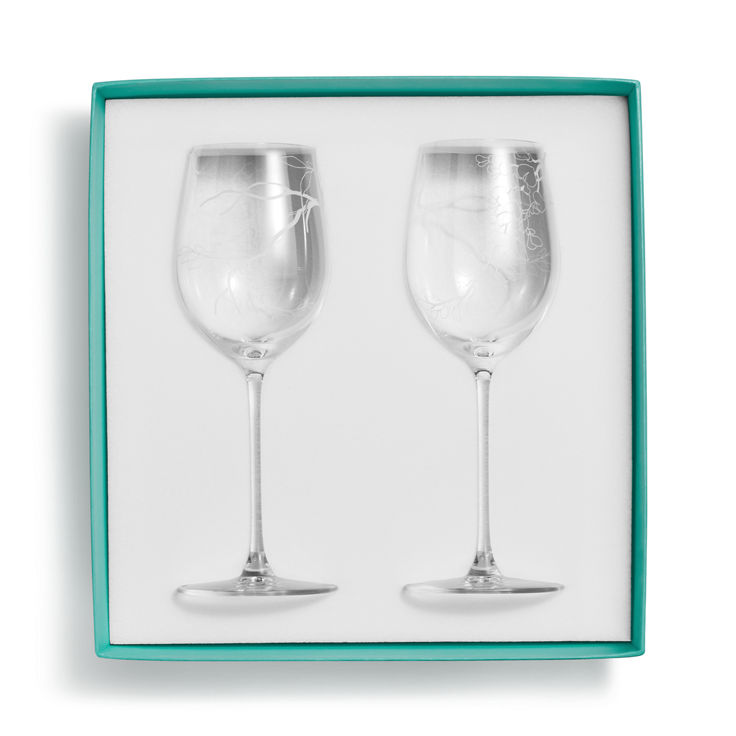 Tiffany Wisteria:White Wine Glasses in Etched Glass, Set of Two image number 2