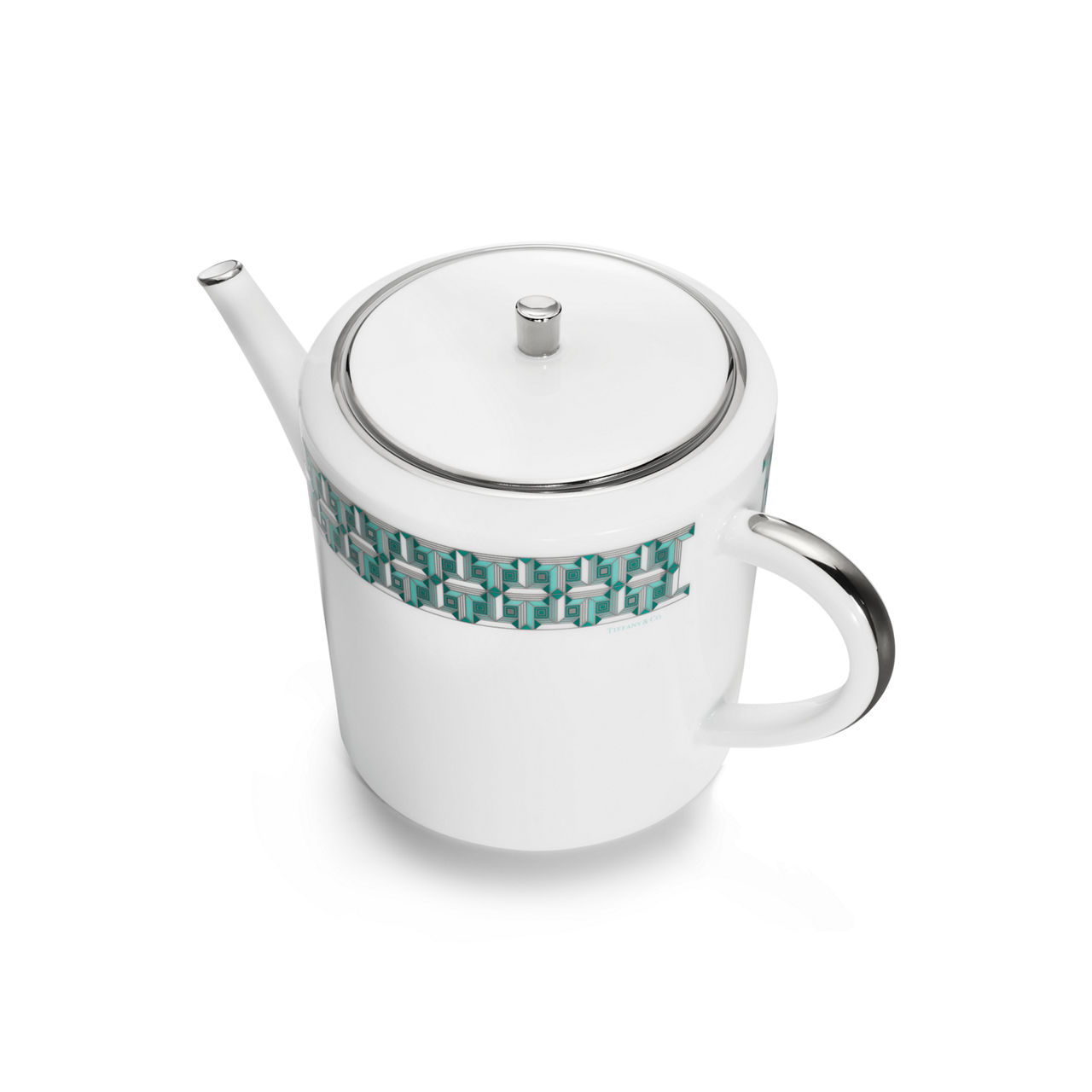 Teekanne in Tiffany Blue® mit handgemaltem Platinrand