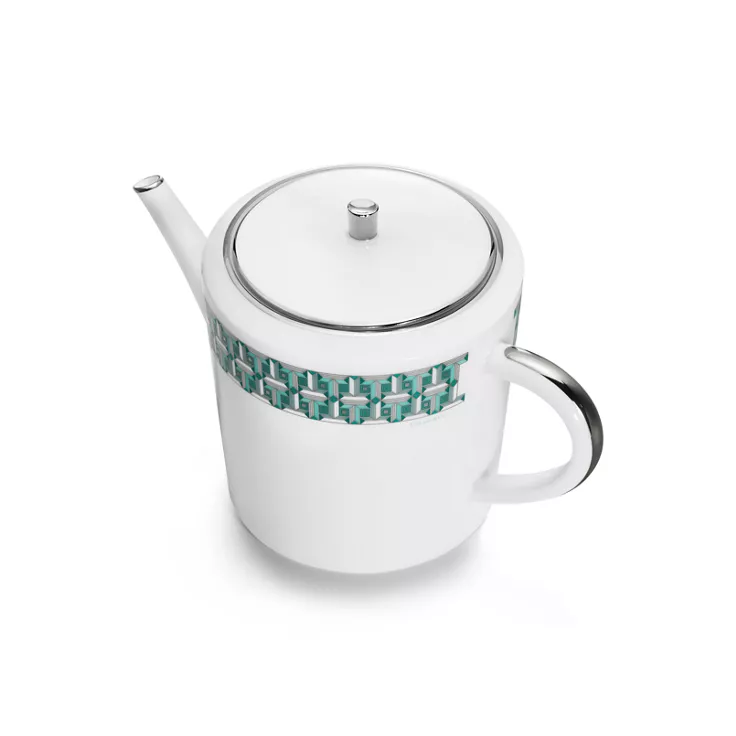 Tiffany T True:Teapot Tiffany Blue with a Hand-painted Platinum Rim, 1