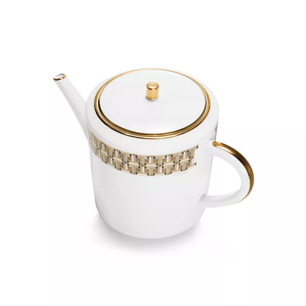 Teapot Black with a Hand-painted Gold Rim