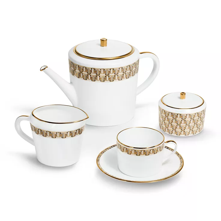 Collezione Tiffany T True:Teiera Nero con bordo in oro dipinto a mano, 2