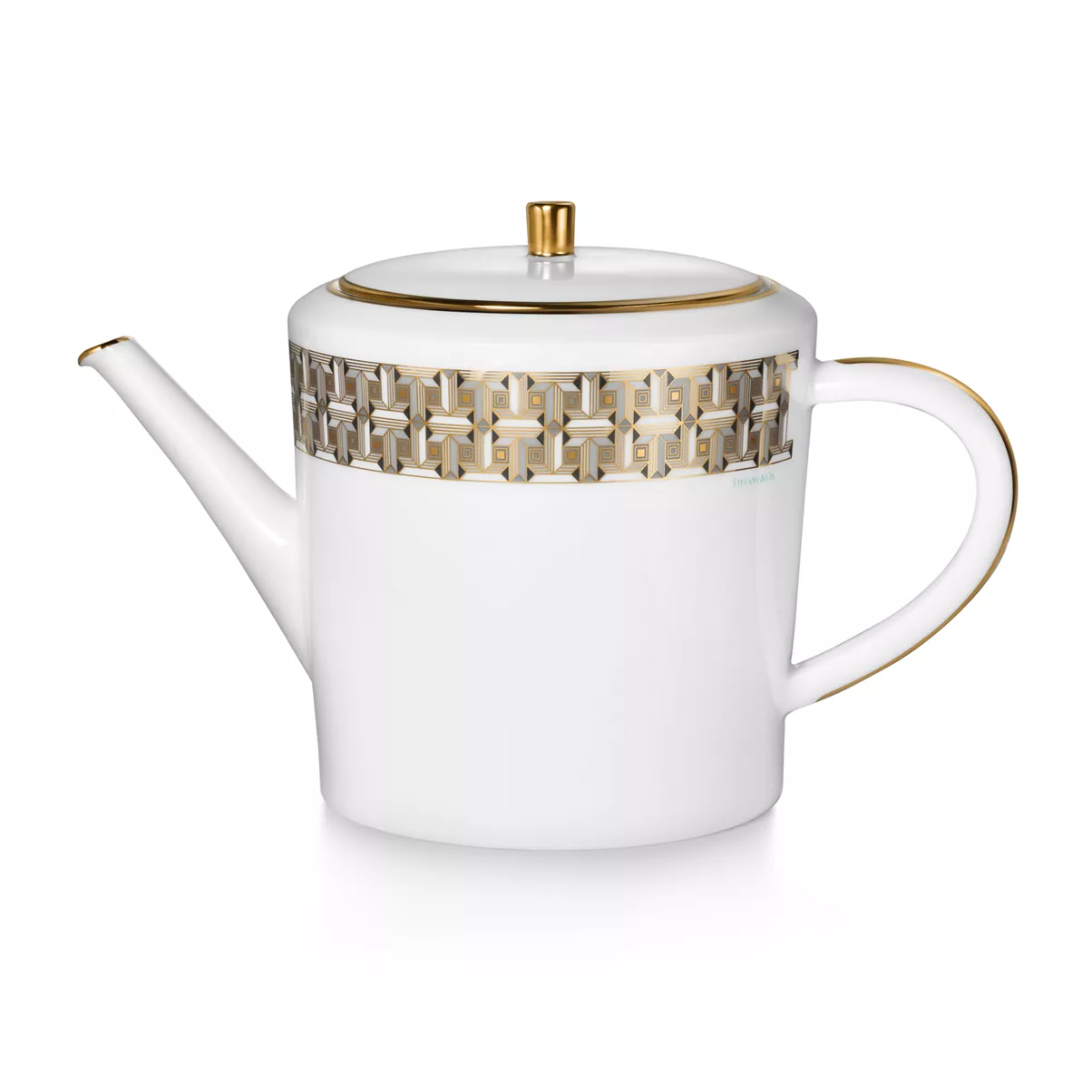 Teapot Black with a Hand-painted Gold Rim