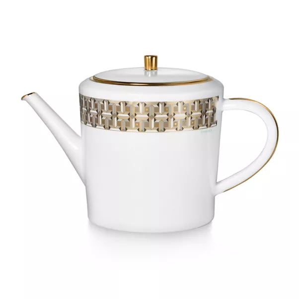 Teapot Black with a Hand-painted Gold Rim