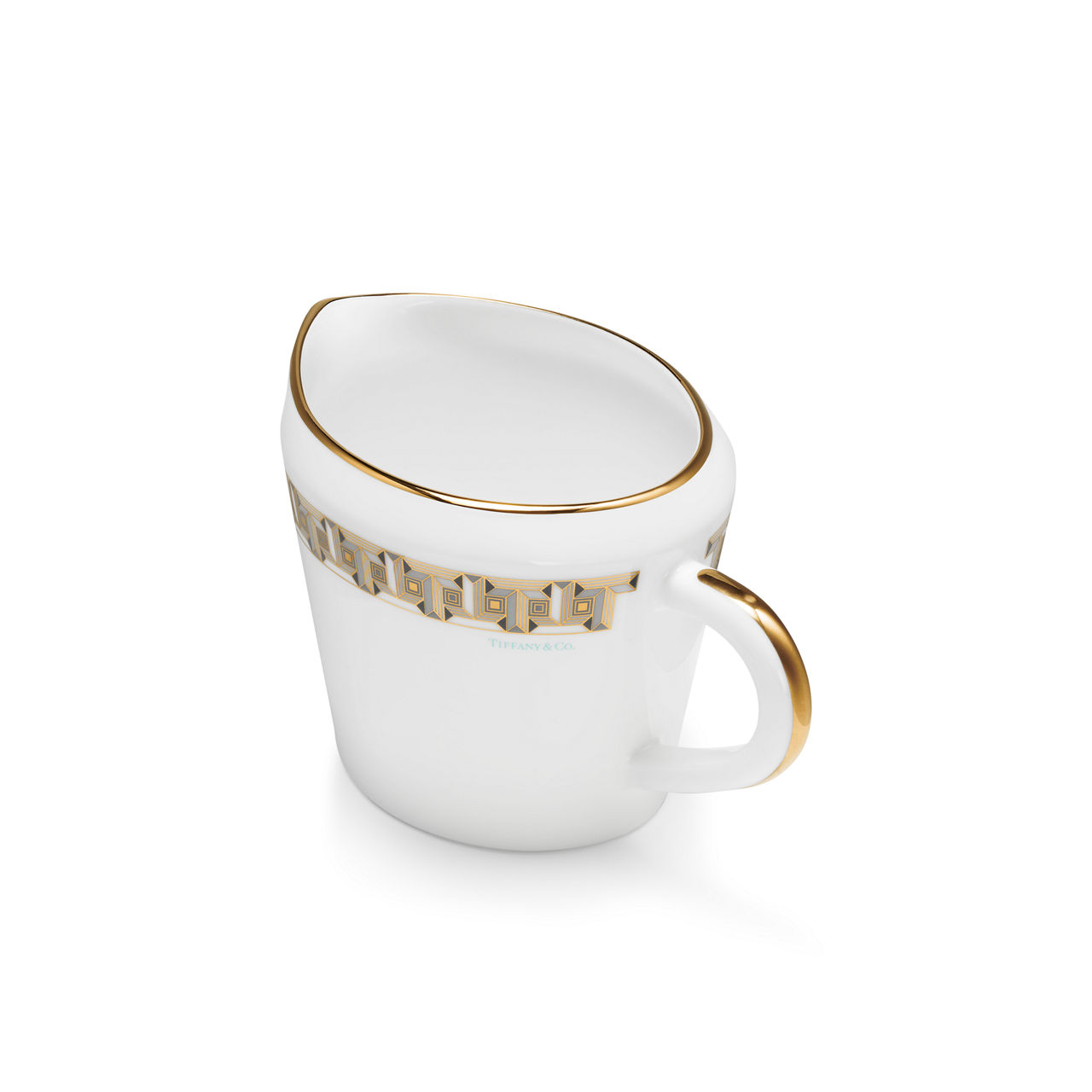 Milchkännchen in Schwarz mit handgemaltem Goldrand