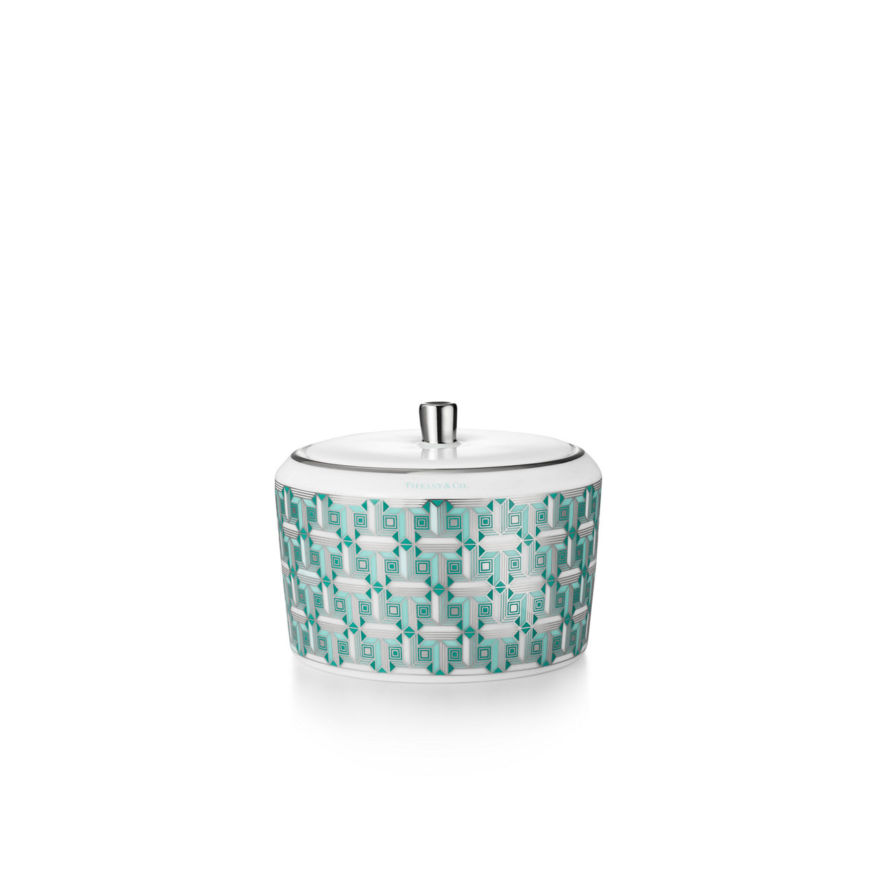 Tiffany T True:Zuckerschale in Tiffany Blue® mit handgemaltem Platinrand Bildnummer 0