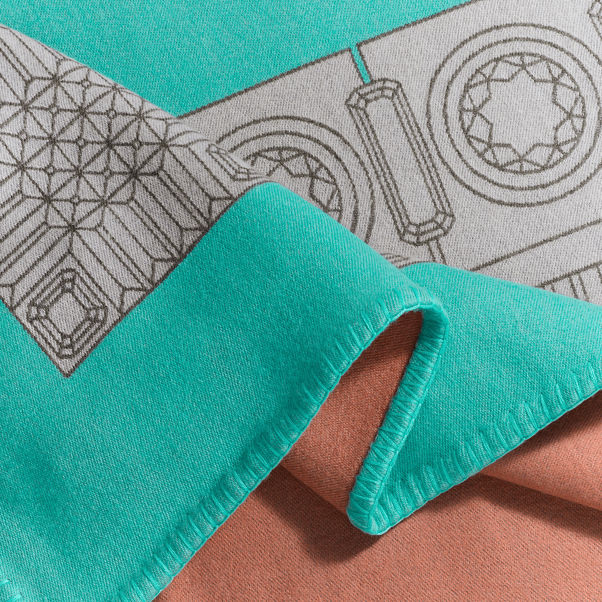 Tiffany Facets:Blanket in Tiffany Blue® and CarnelianWool