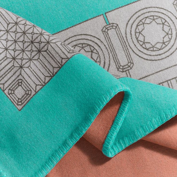 Tiffany Facets:Blanket in Tiffany Blue® and CarnelianWool image number 1