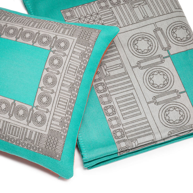 Tiffany Facets:Blanket in Tiffany Blue® and CarnelianWool image number 4