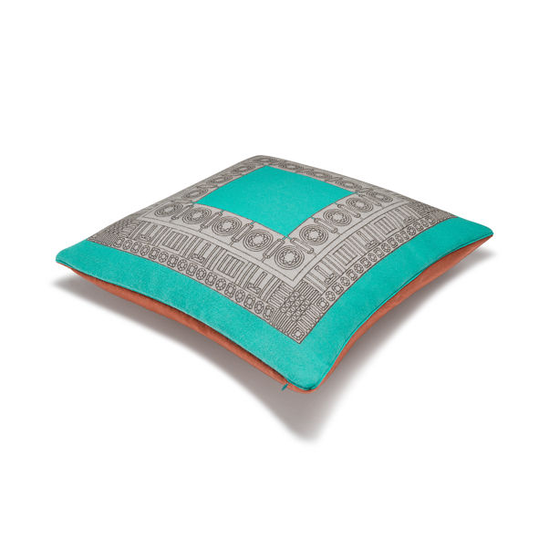 Tiffany Facets:Cushion in Tiffany Blue® and Carnelian Wool