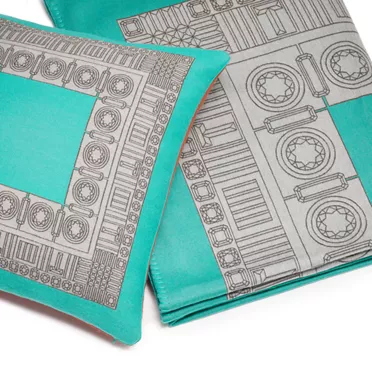 Tiffany Facets:Cushion in Tiffany Blue® and Carnelian Wool, 3
