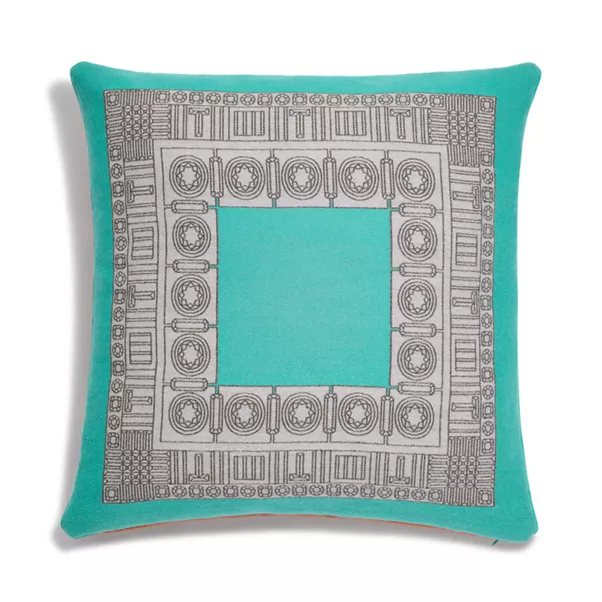 Cojín de lana color cornalina y Tiffany Blue®