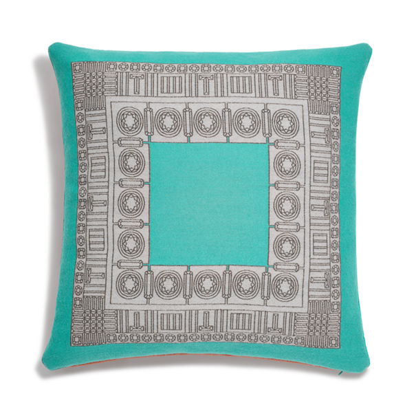 Tiffany Facets:Cushion in Tiffany Blue® and Carnelian Wool