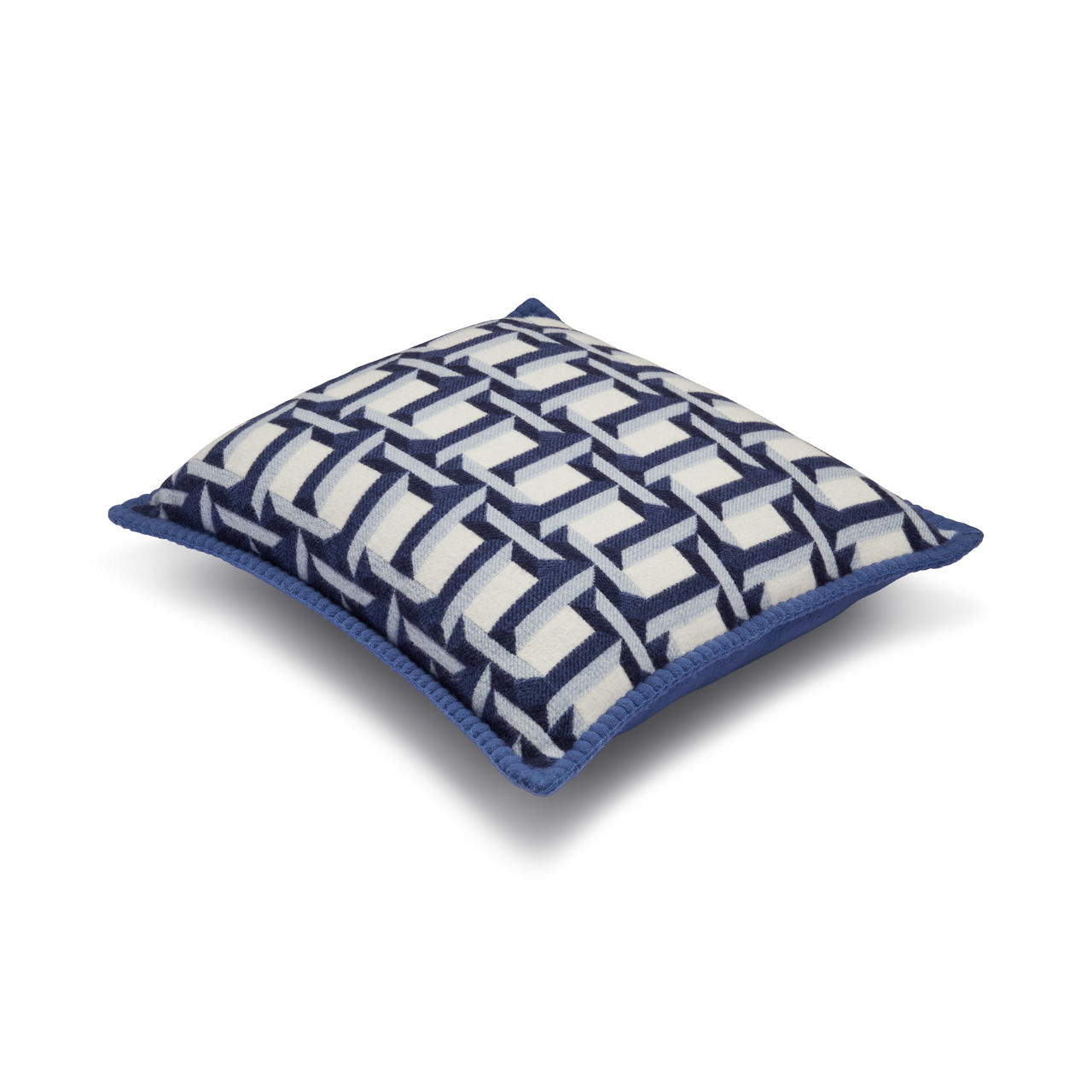 Coussin T True en laine et cachemire couleur tanzanite