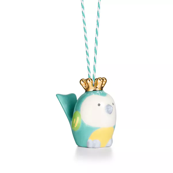 Baby Bird Ornament in Multicolored Earthenware